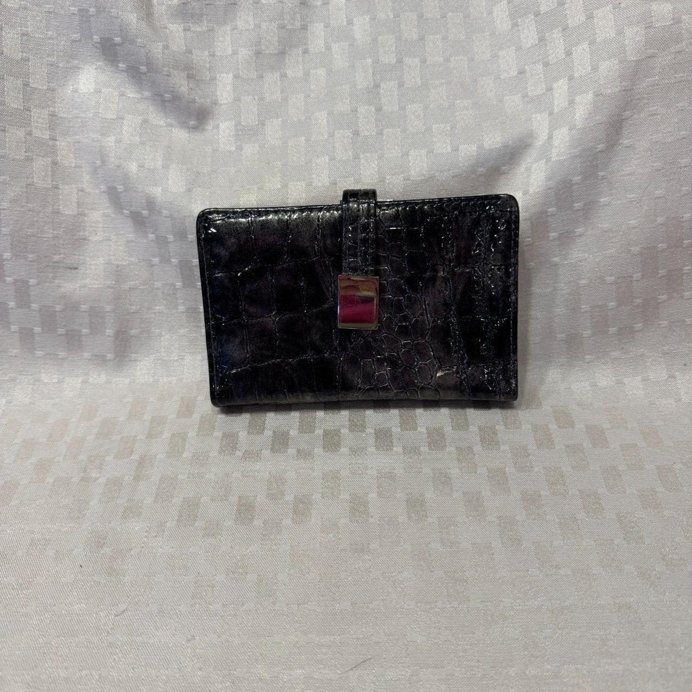 Black Faux Crocodile Leather Texture Wallet EUC